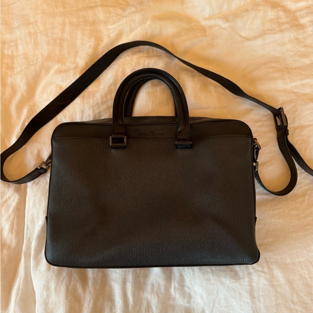 Salvatore Ferragamo Revival Men’s Black Leather Briefcase